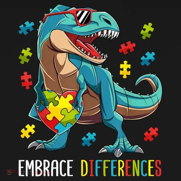Dinosaur Puzzle Piece Autism Awareness For Boy Toddler Hoodie