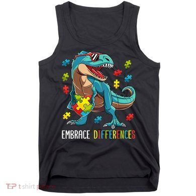Dinosaur Puzzle Piece Autism Awareness For Boy Tank Top