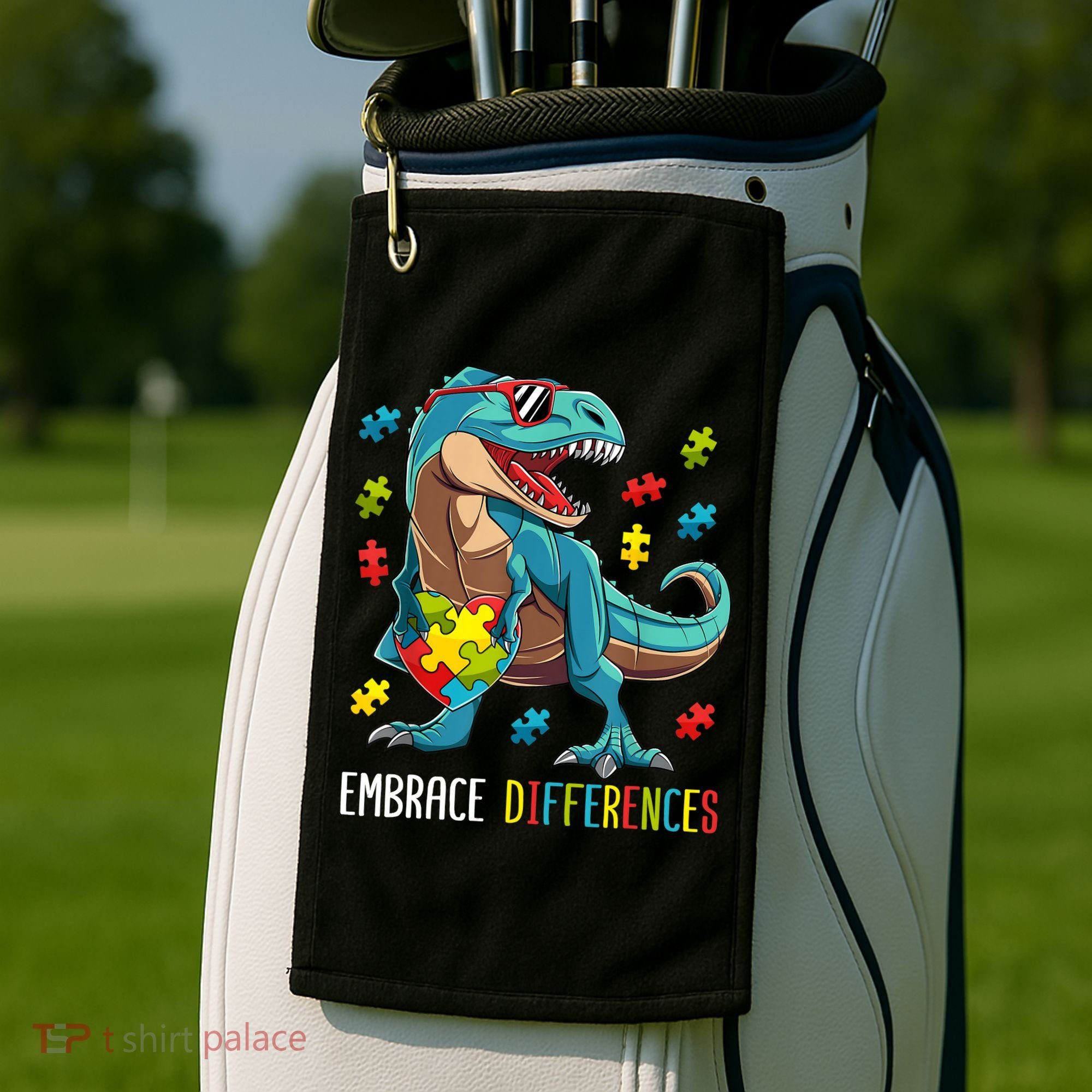 Dinosaur Puzzle Piece Autism Awareness For Boy Golf Towel