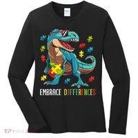 Dinosaur Puzzle Piece Autism Awareness For Boy Women's Long Sleeve Shirt thumb 0