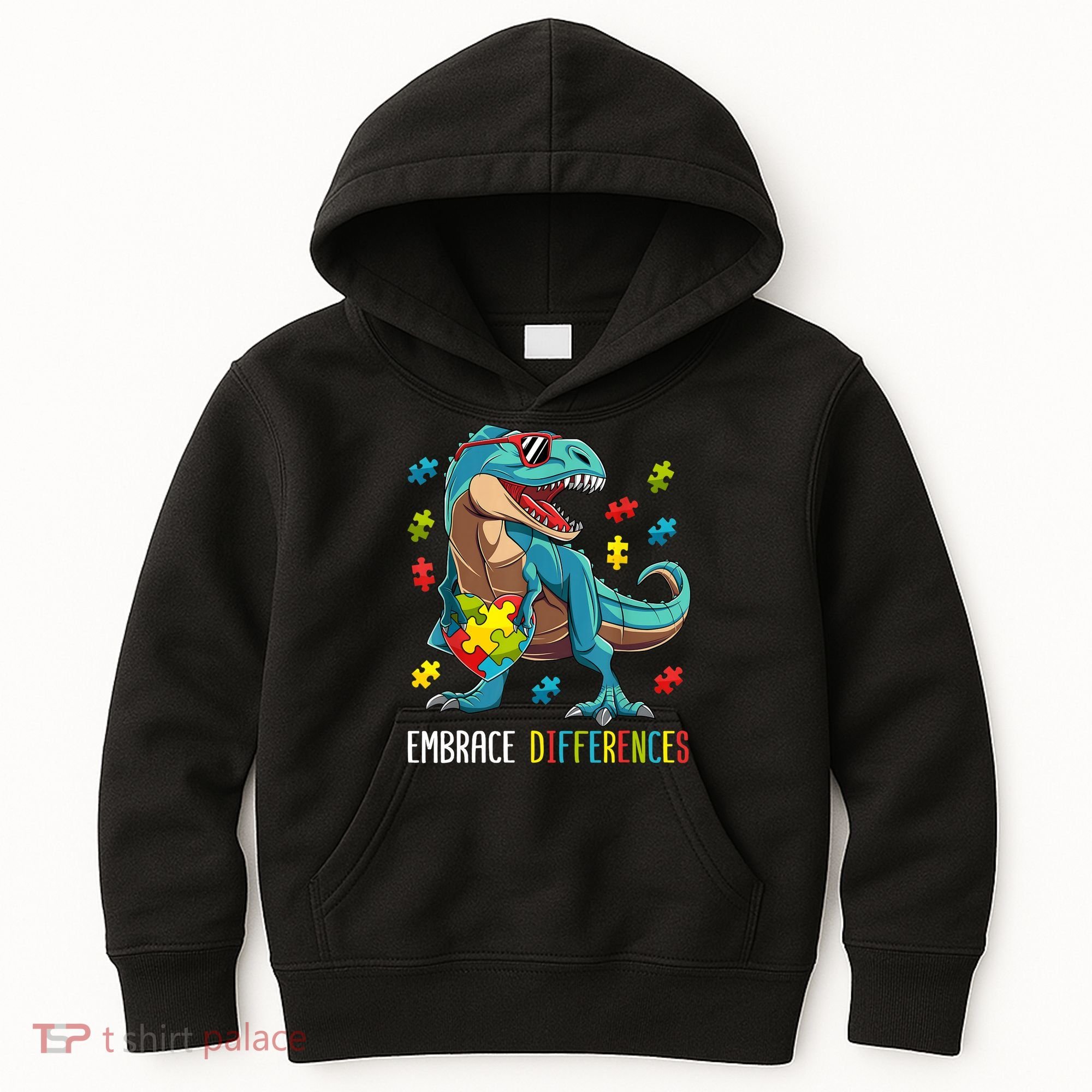 Dinosaur Puzzle Piece Autism Awareness For Boy Kids Hoodie