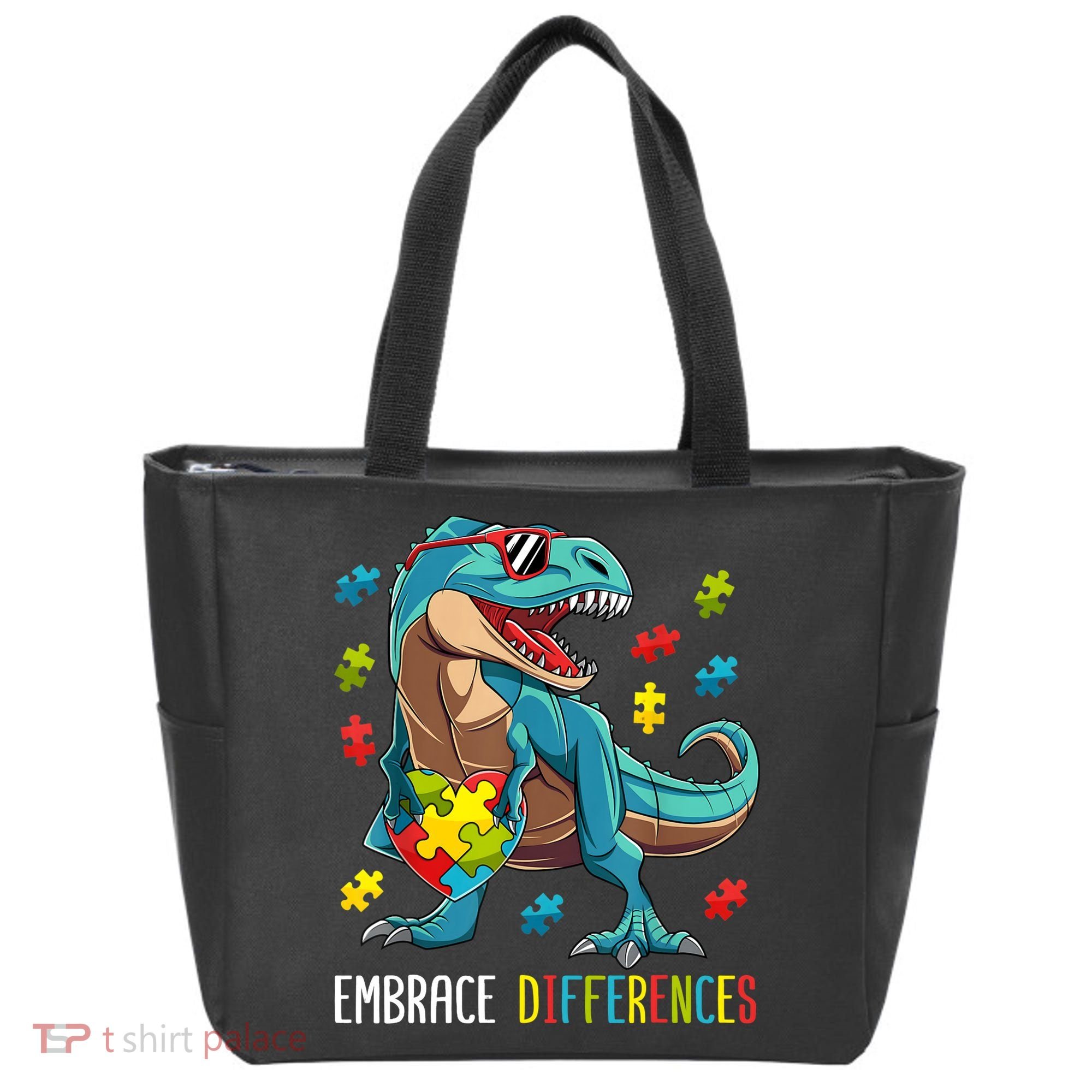 Dinosaur Puzzle Piece Autism Awareness For Boy Tote Bag