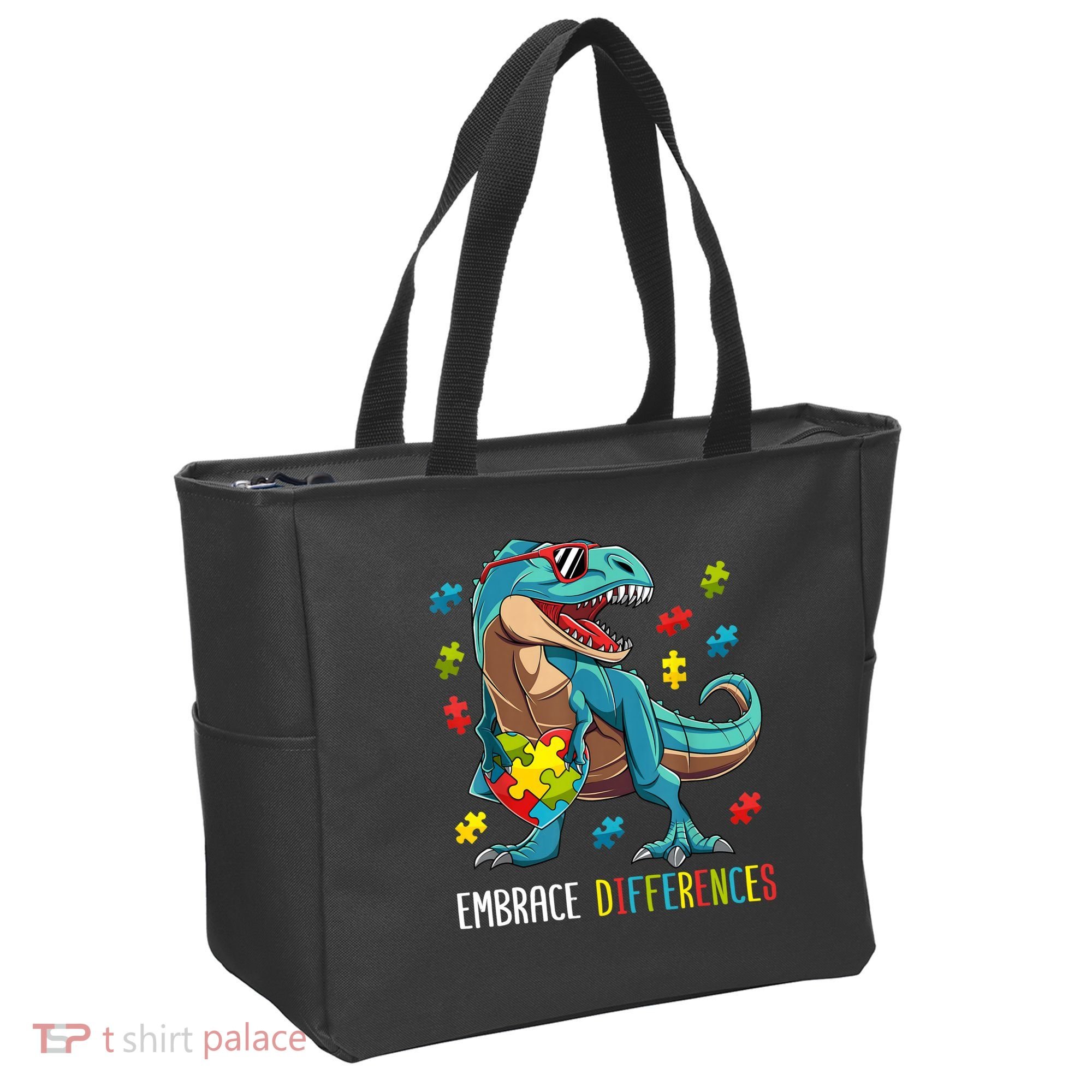 Dinosaur Puzzle Piece Autism Awareness For Boy Tote Bag