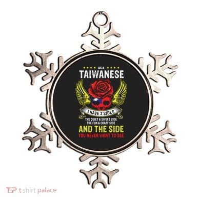 Distressed Patriotic Proud Taiwanese Skull Taiwan Flag Wings Cool Gift Ornament