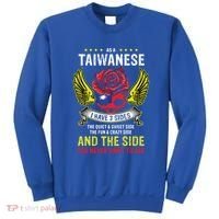 Distressed Patriotic Proud Taiwanese Skull Taiwan Flag Wings Cool Gift Sweatshirt thumb 0