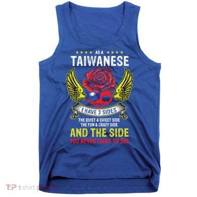 Distressed Patriotic Proud Taiwanese Skull Taiwan Flag Wings Cool Gift Tank Top