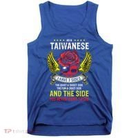 Distressed Patriotic Proud Taiwanese Skull Taiwan Flag Wings Cool Gift Tank Top thumb 0