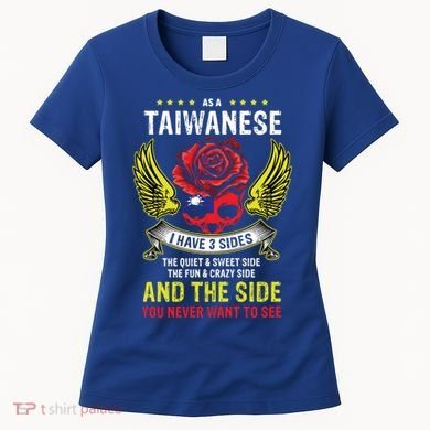 Distressed Patriotic Proud Taiwanese Skull Taiwan Flag Wings Cool Gift Women's T-Shirt