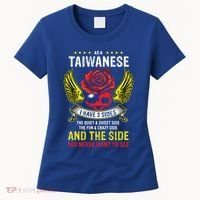 Distressed Patriotic Proud Taiwanese Skull Taiwan Flag Wings Cool Gift Women's T-Shirt thumb 0