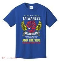 Distressed Patriotic Proud Taiwanese Skull Taiwan Flag Wings Cool Gift Kids T-Shirt thumb 0