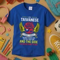 Distressed Patriotic Proud Taiwanese Skull Taiwan Flag Wings Cool Gift Kids T-Shirt thumb 3
