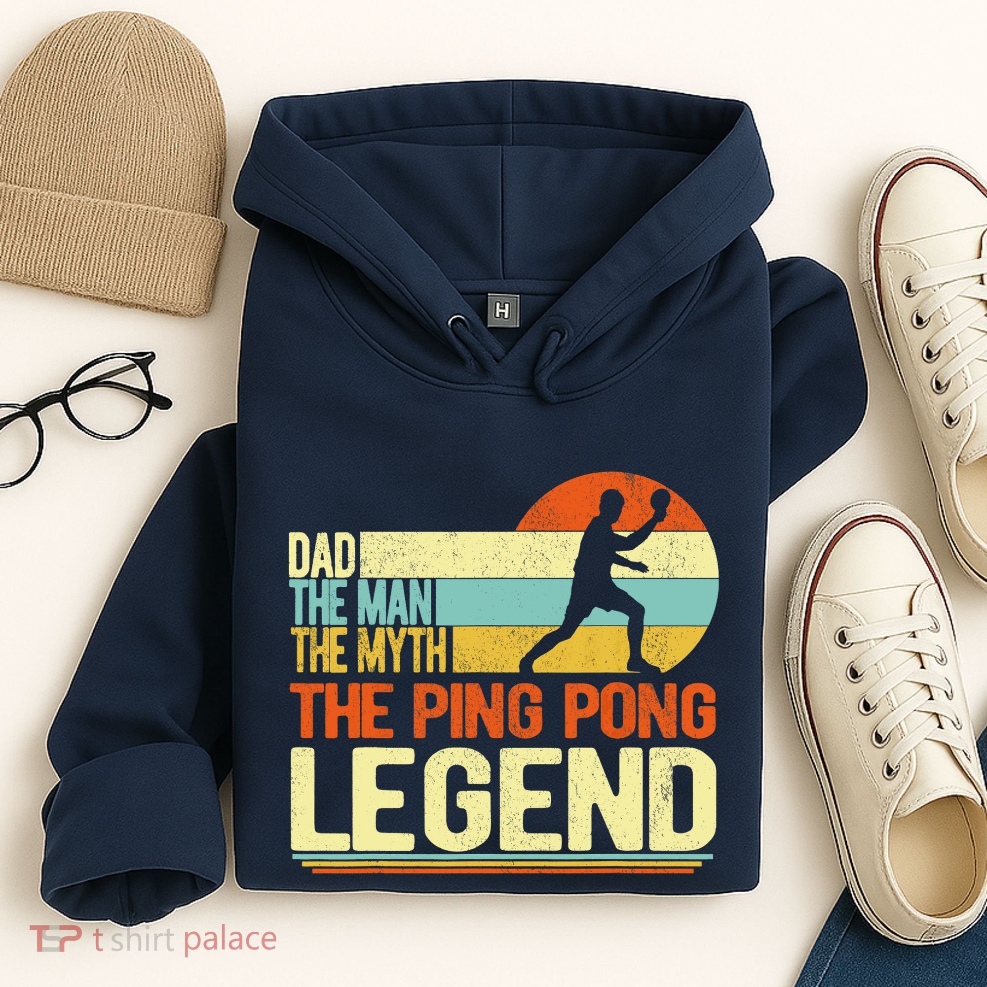 Dad Ping Pong Player Paddle Ball Ping Pong Legend Retro Hoodie
