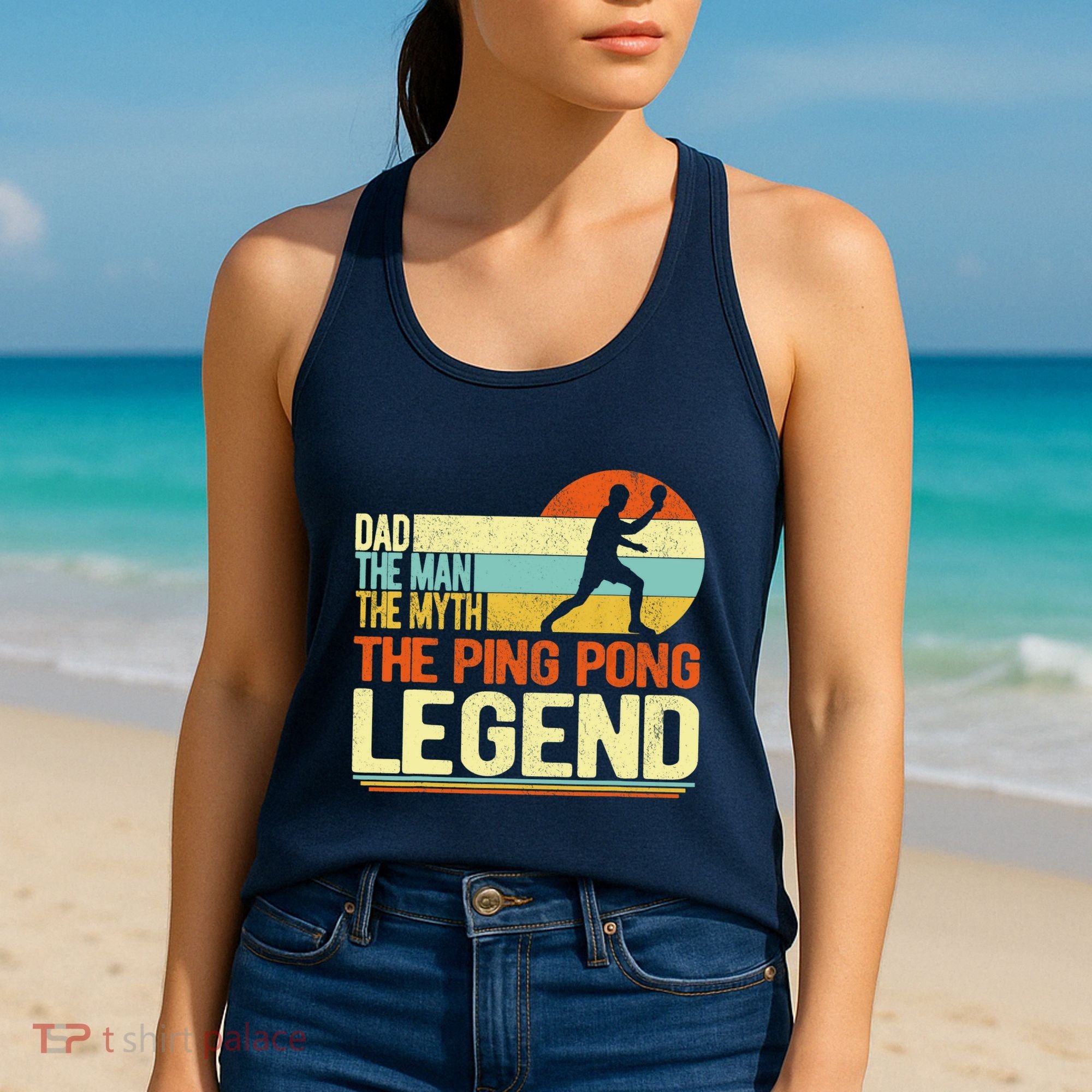 Dad Ping Pong Player Paddle Ball Ping Pong Legend Retro Women's Tank Top