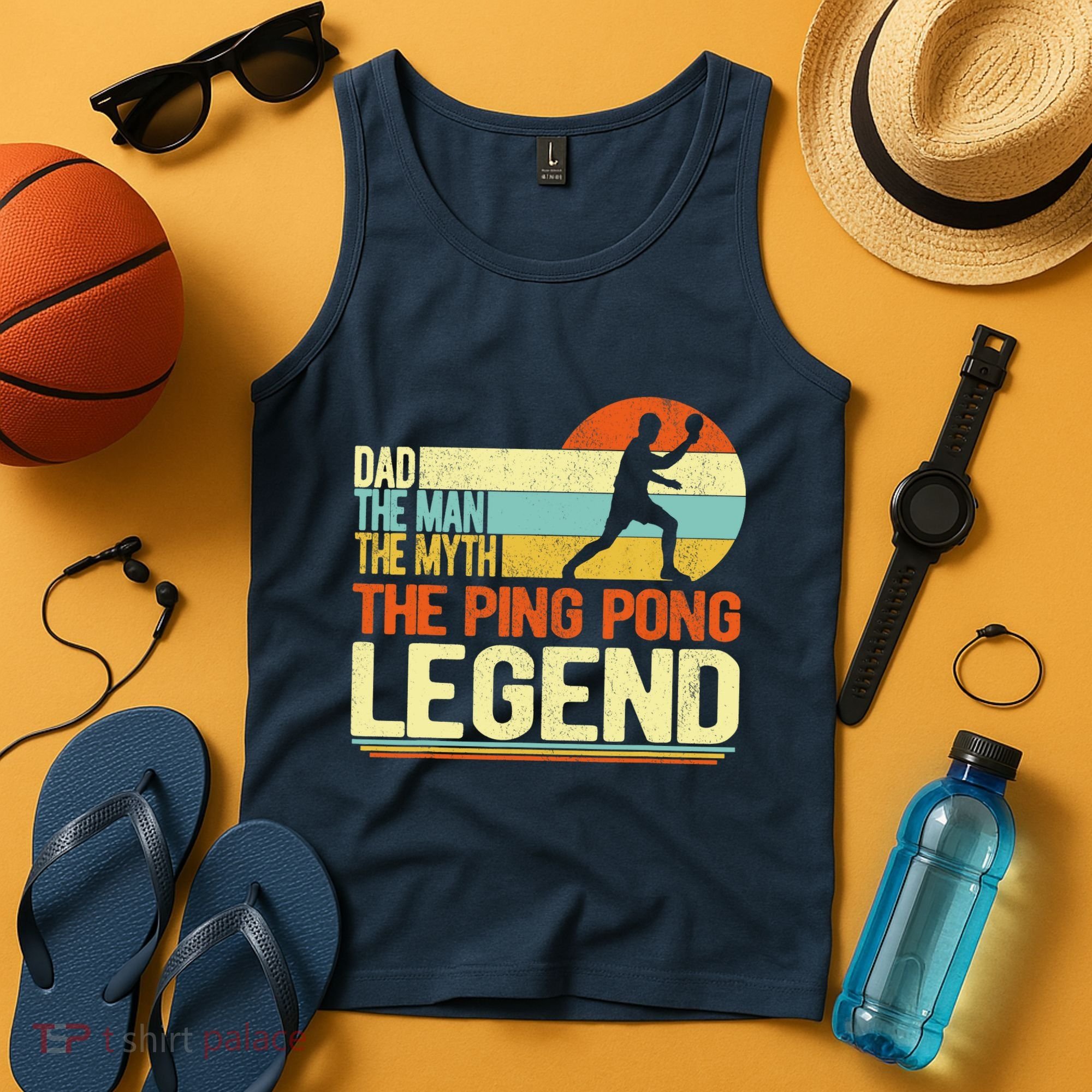 Dad Ping Pong Player Paddle Ball Ping Pong Legend Retro Tank Top