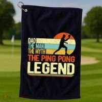 Dad Ping Pong Player Paddle Ball Ping Pong Legend Retro Golf Towel thumb 1