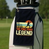 Dad Ping Pong Player Paddle Ball Ping Pong Legend Retro Golf Towel thumb 2