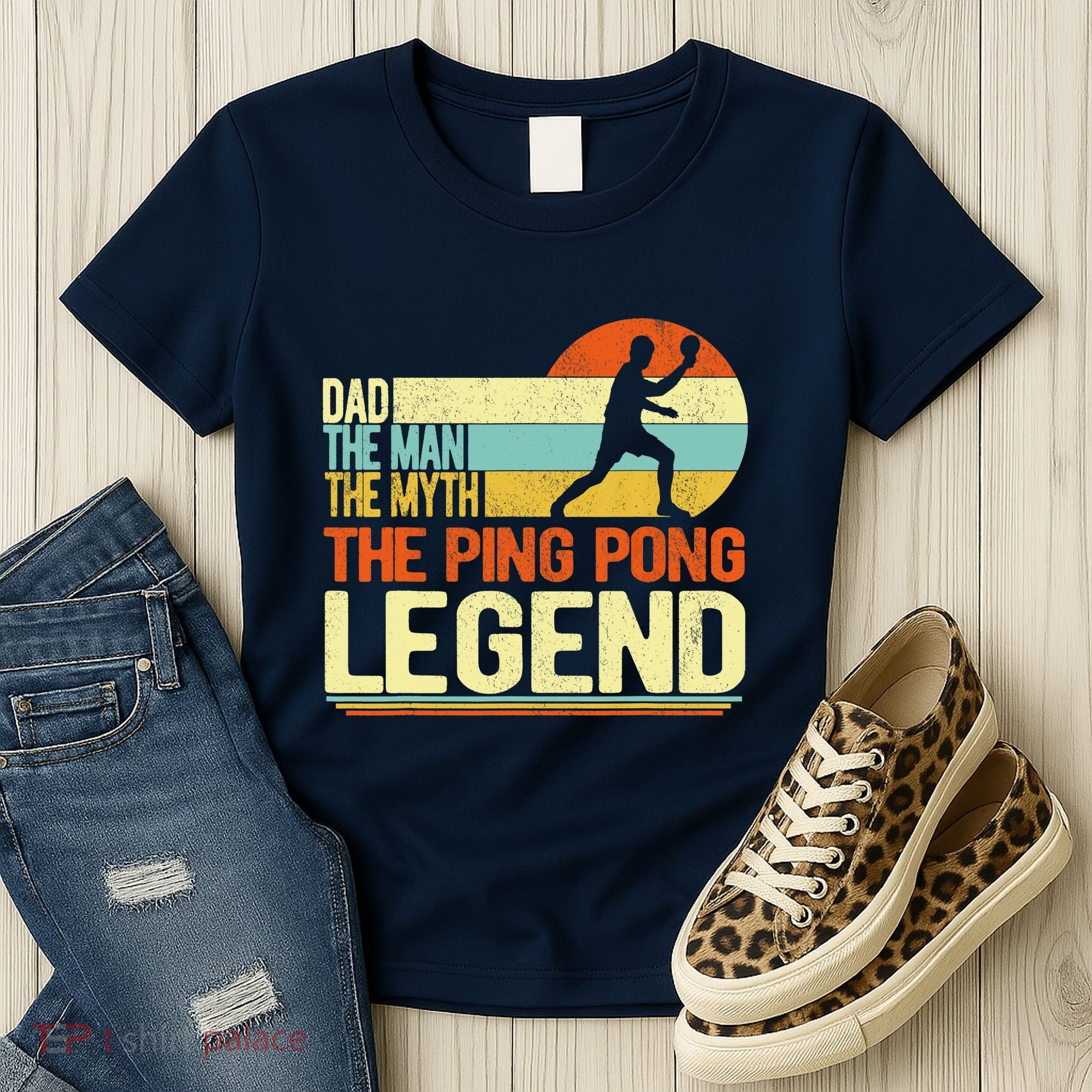Dad Ping Pong Player Paddle Ball Ping Pong Legend Retro Women's T-Shirt