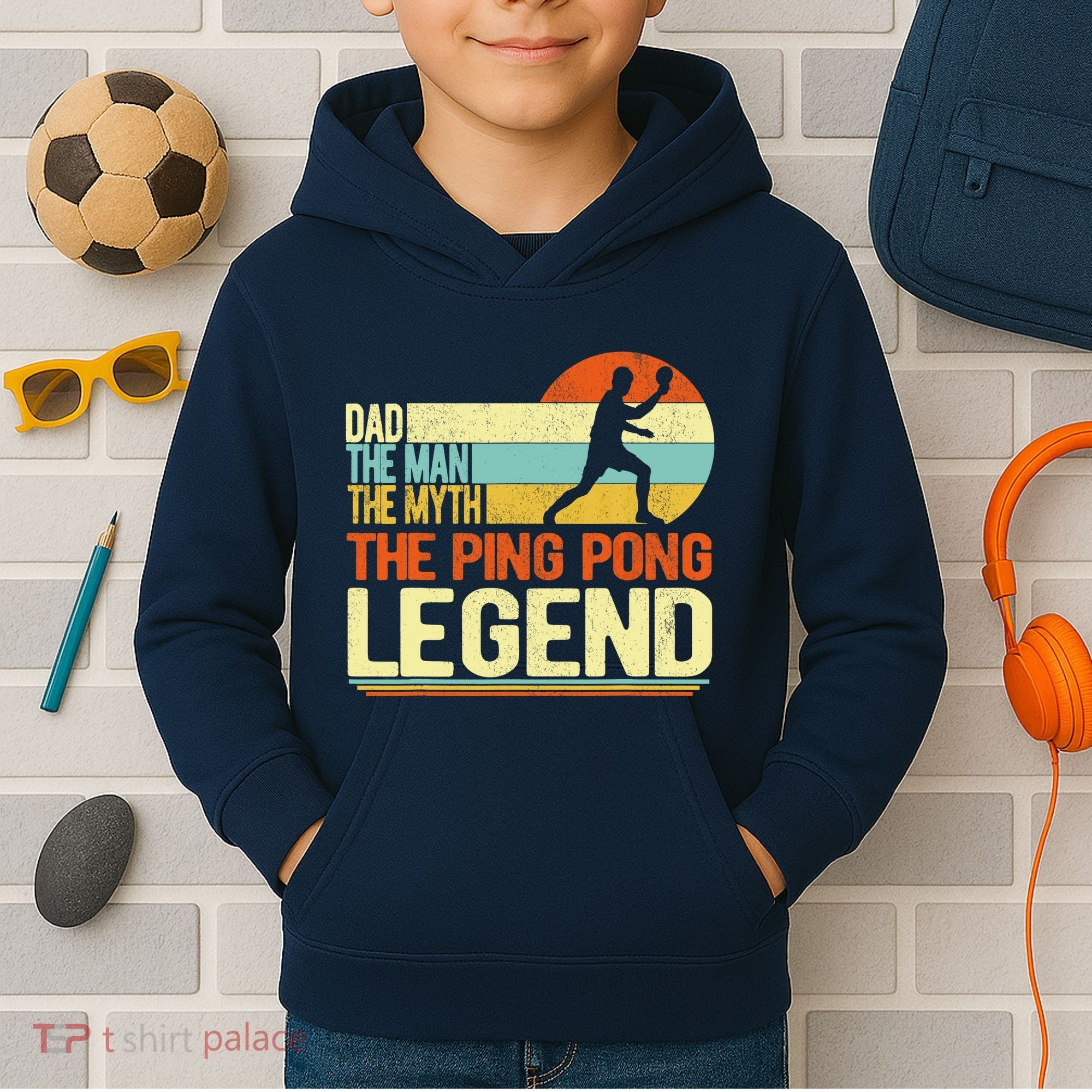 Dad Ping Pong Player Paddle Ball Ping Pong Legend Retro Kids Hoodie