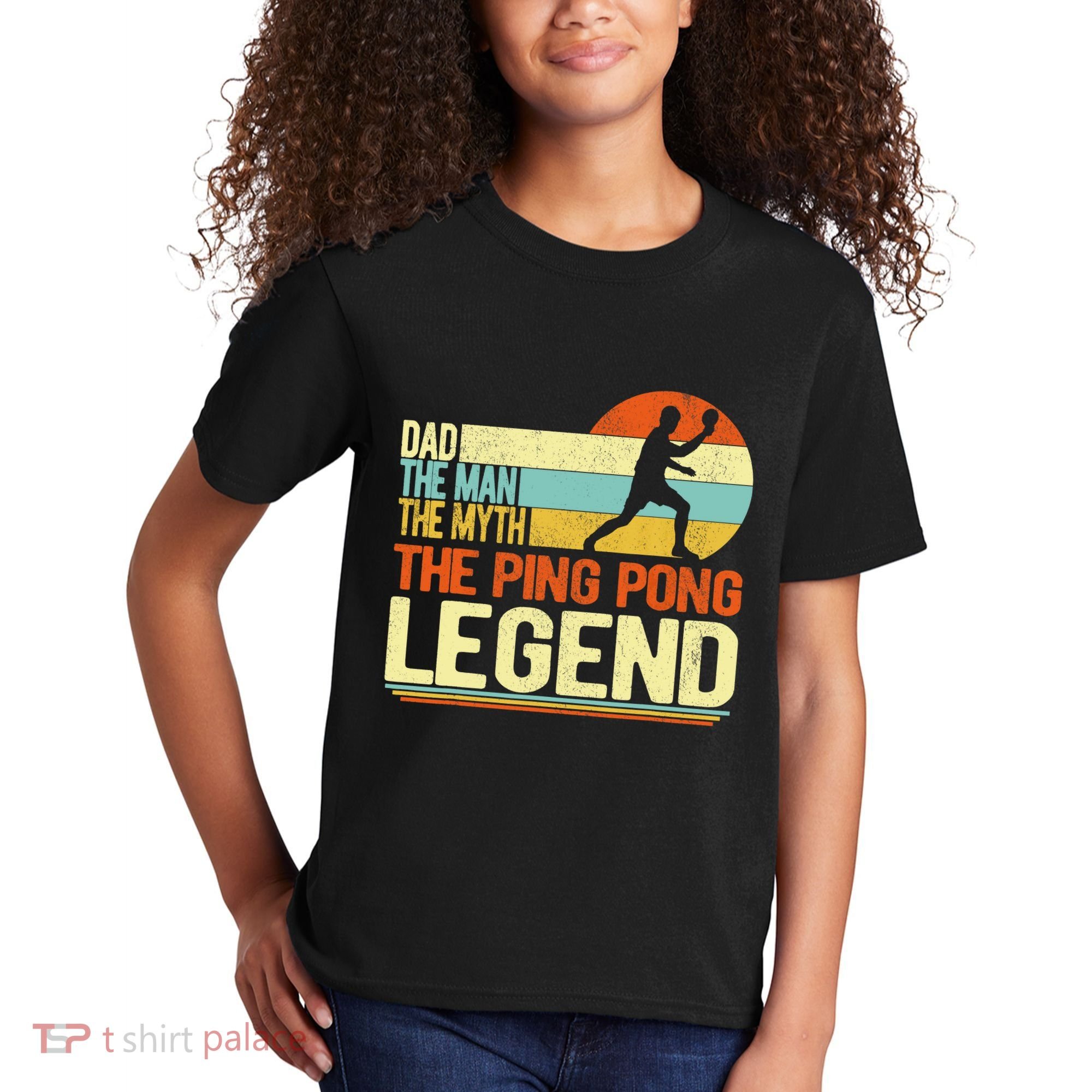 Dad Ping Pong Player Paddle Ball Ping Pong Legend Retro Kids T-Shirt