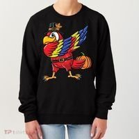 Dabbing Pilgrim Parrot Thanksgiving Bird Meaningful Gift Women's Sweatshirt thumb 0