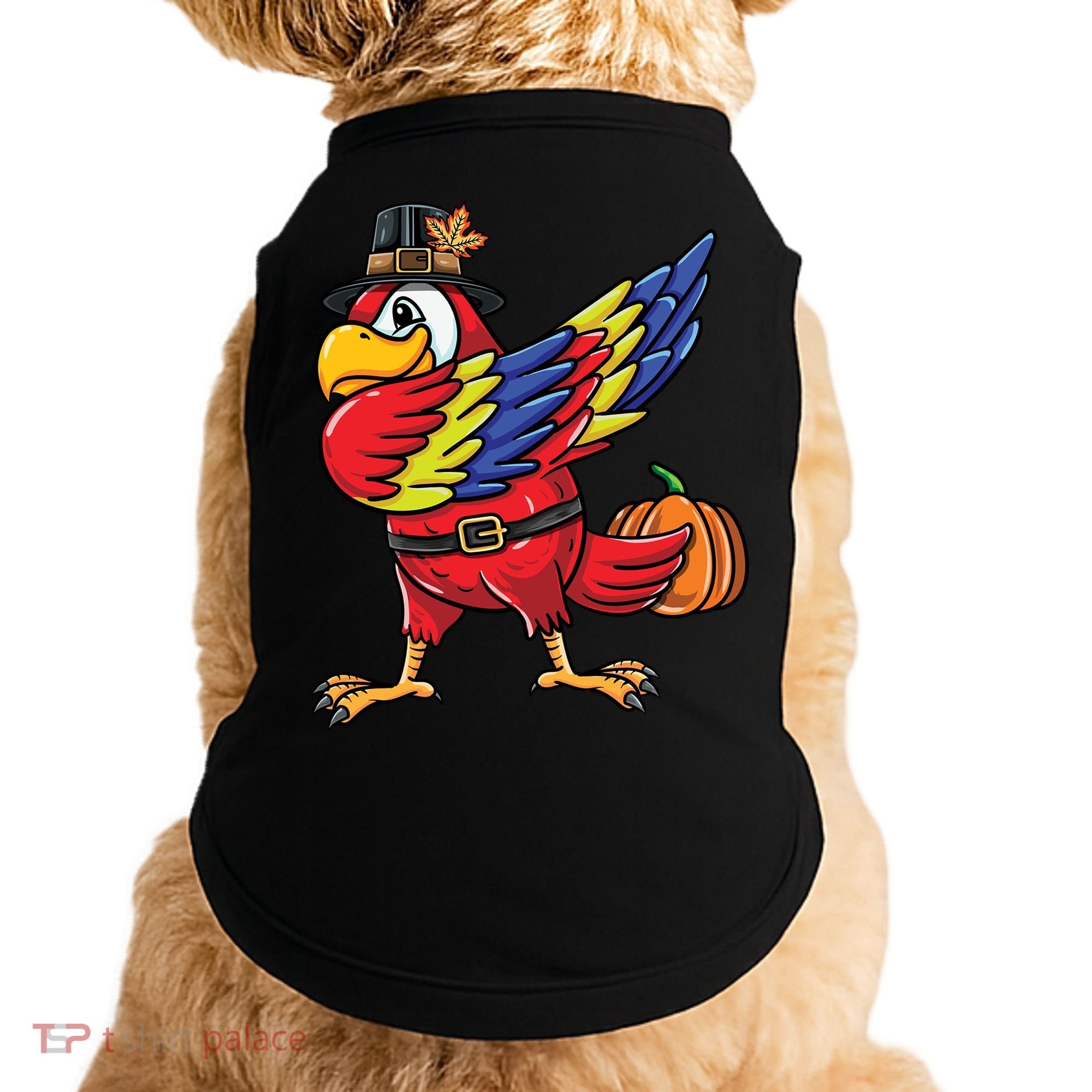 Dabbing Pilgrim Parrot Thanksgiving Bird Meaningful Gift Doggie Tank