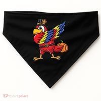 Dabbing Pilgrim Parrot Thanksgiving Bird Meaningful Gift USA-Made Doggie Bandana thumb 0