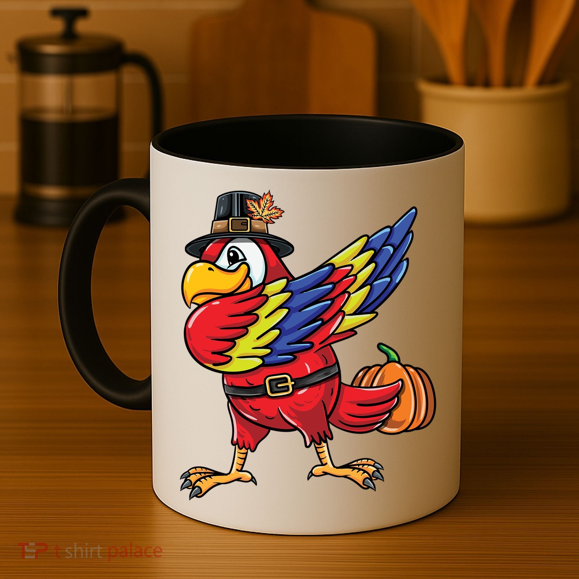 Dabbing Pilgrim Parrot Thanksgiving Bird Meaningful Gift Coffee Mug