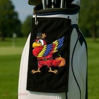 Dabbing Pilgrim Parrot Thanksgiving Bird Meaningful Gift Golf Towel thumb 2