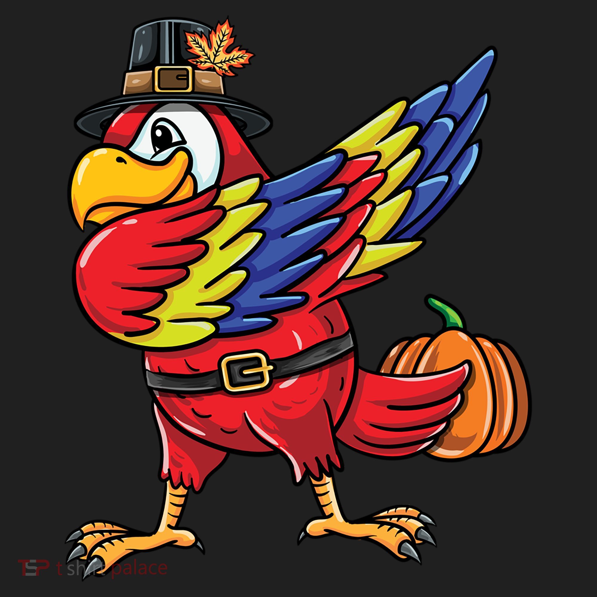 Dabbing Pilgrim Parrot Thanksgiving Bird Meaningful Gift Golf Towel