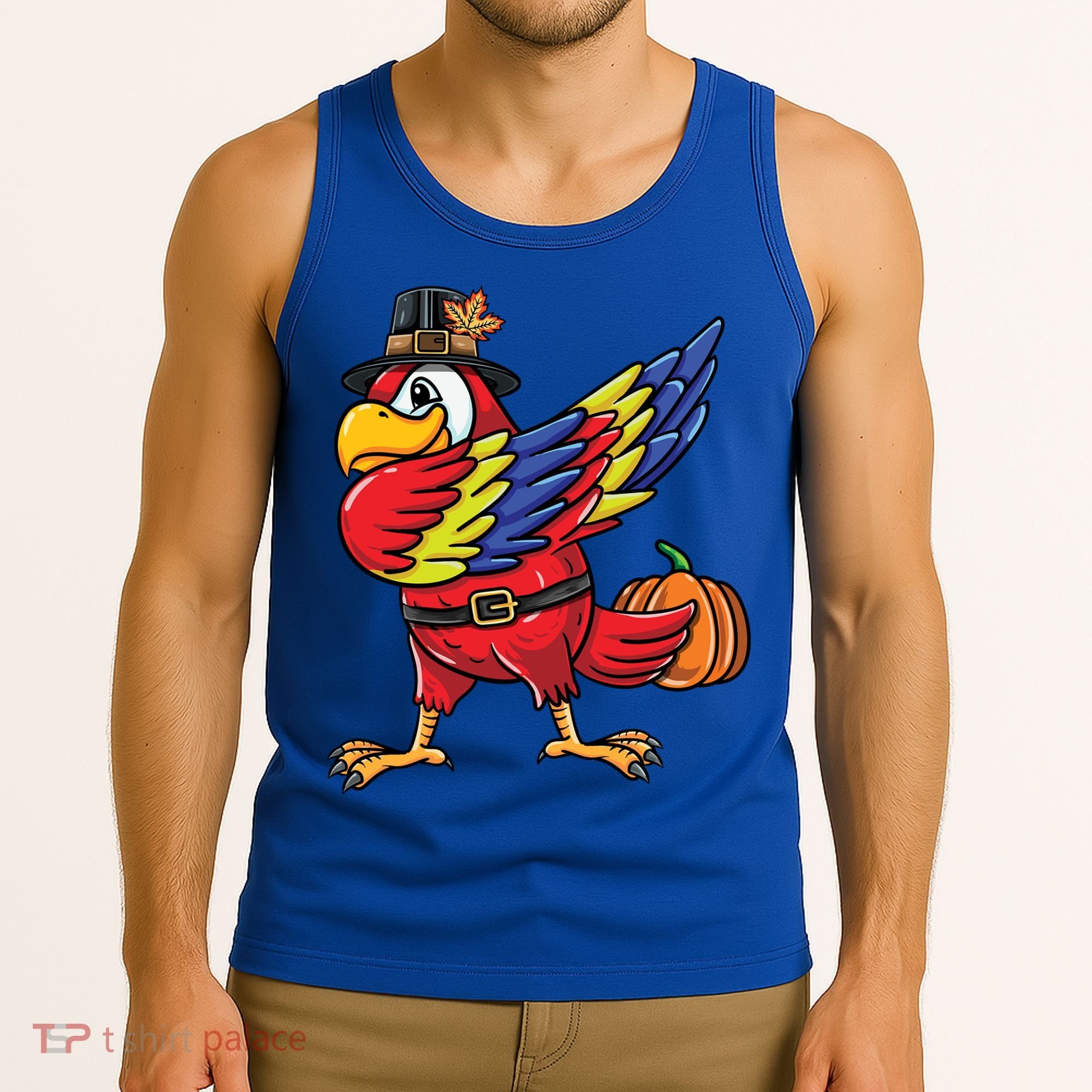 Dabbing Pilgrim Parrot Thanksgiving Bird Meaningful Gift Tank Top