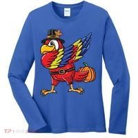 Dabbing Pilgrim Parrot Thanksgiving Bird Meaningful Gift Women's Long Sleeve Shirt thumb 0