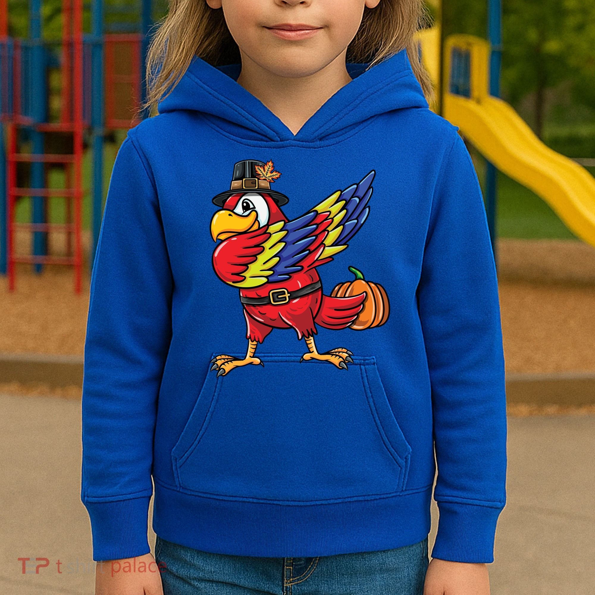 Dabbing Pilgrim Parrot Thanksgiving Bird Meaningful Gift Kids Hoodie