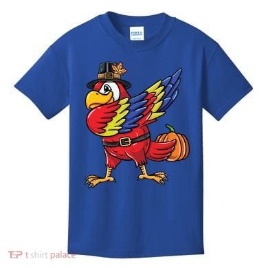 Dabbing Pilgrim Parrot Thanksgiving Bird Meaningful Gift Kids T-Shirt