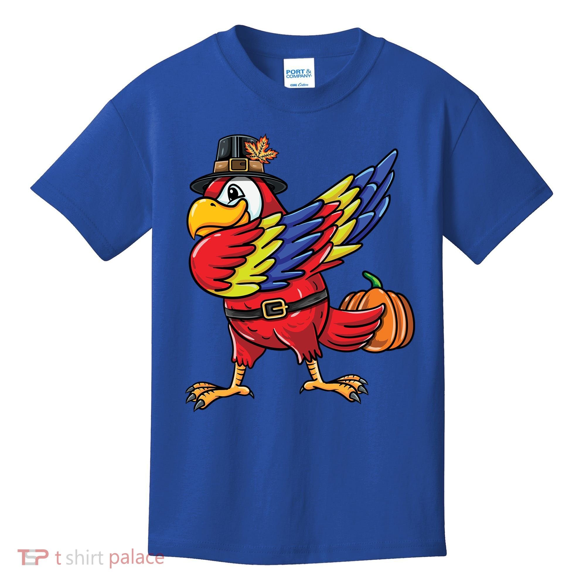 Dabbing Pilgrim Parrot Thanksgiving Bird Meaningful Gift Kids T-Shirt