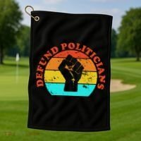 Defund Politicians Retro Golf Towel thumb 1
