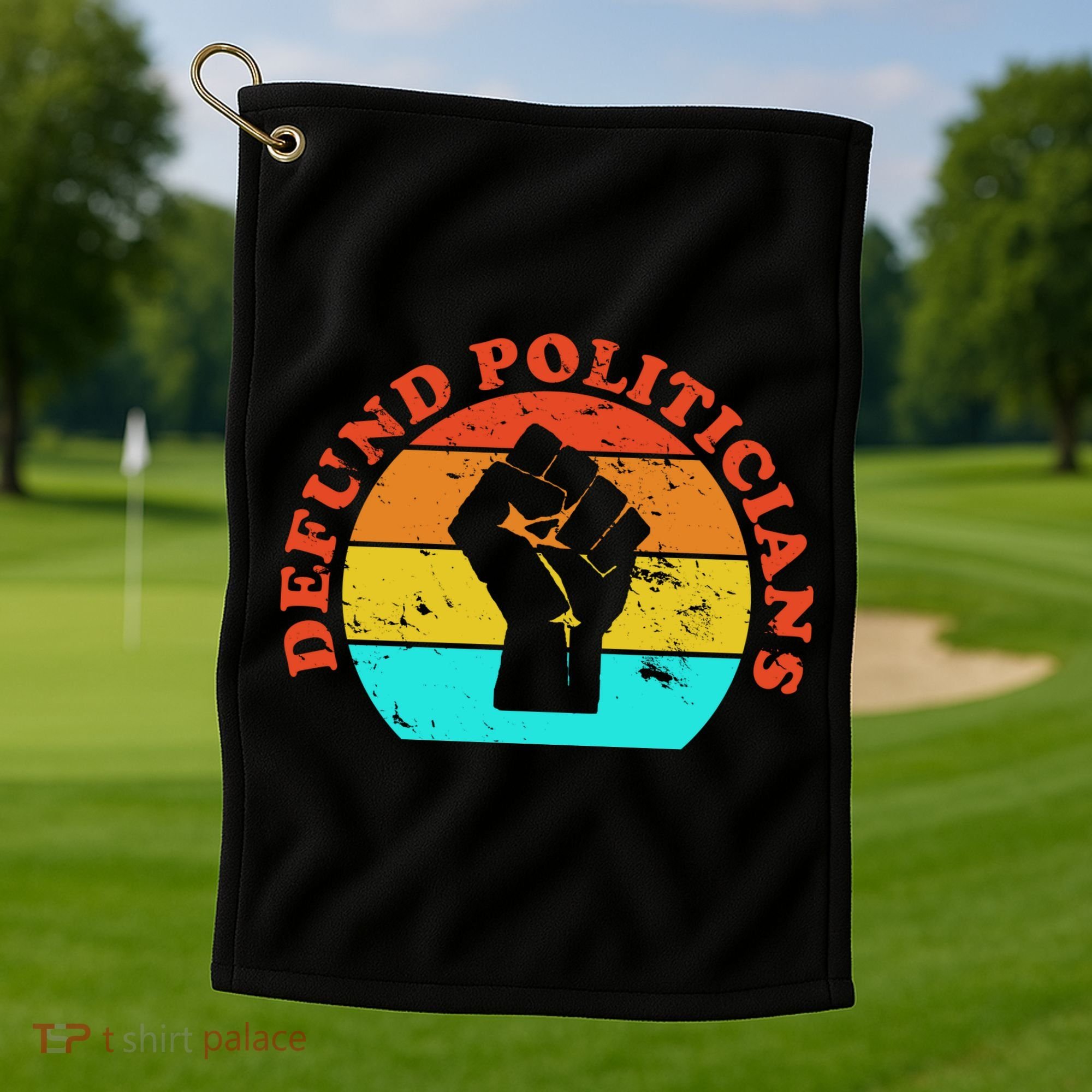 Defund Politicians Retro Golf Towel