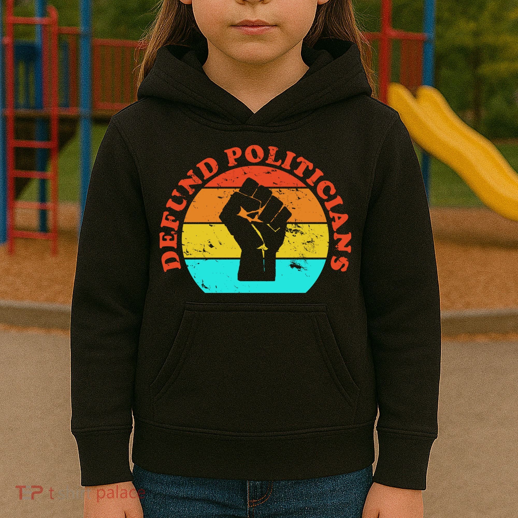 Defund Politicians Retro Kids Hoodie