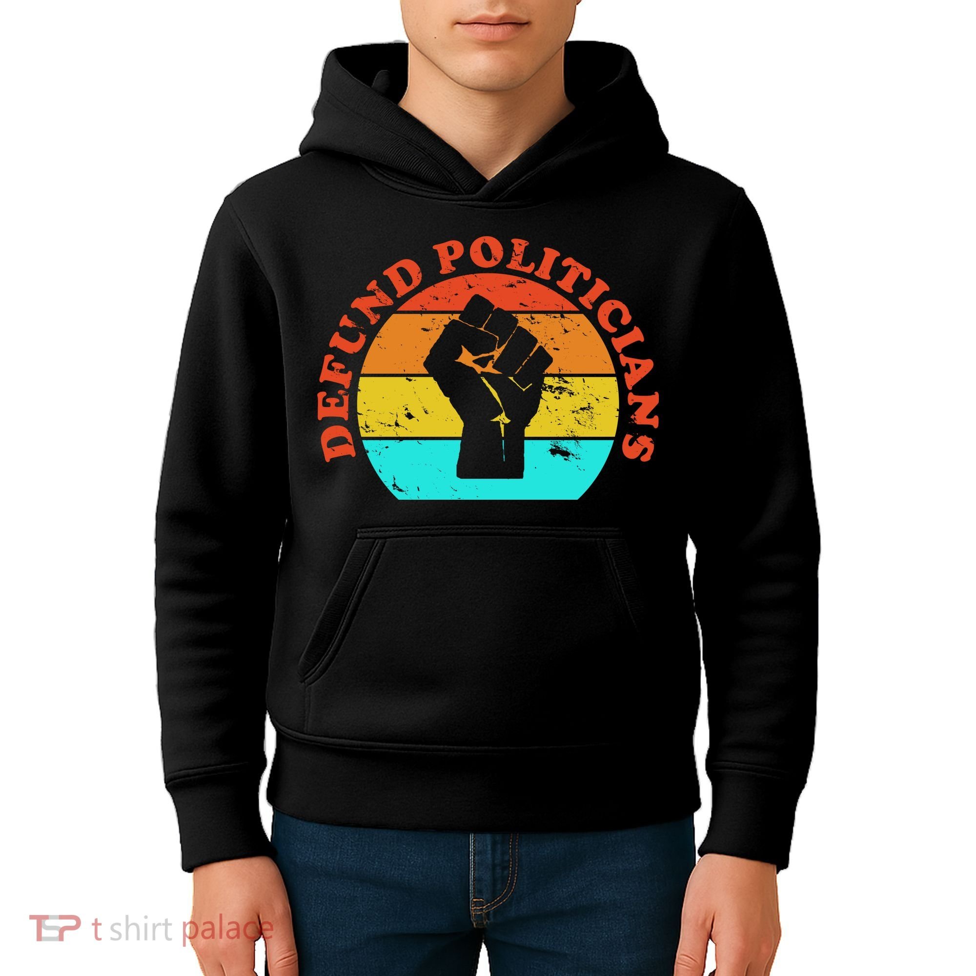 Defund Politicians Retro Kids Hoodie