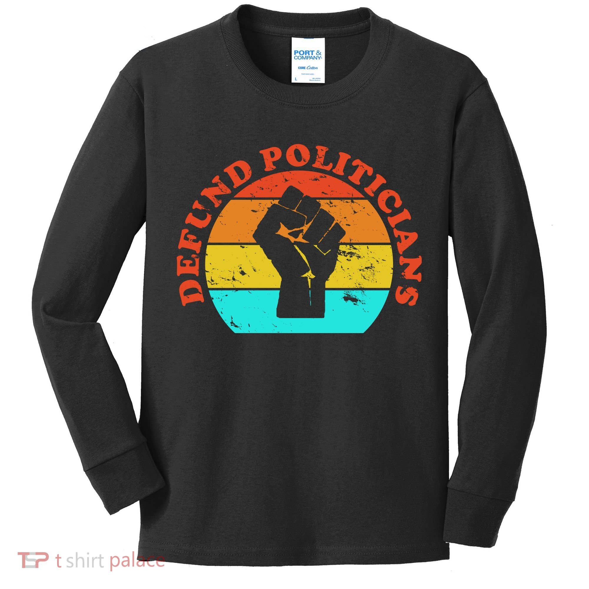 Defund Politicians Retro Kids Long Sleeve Shirt