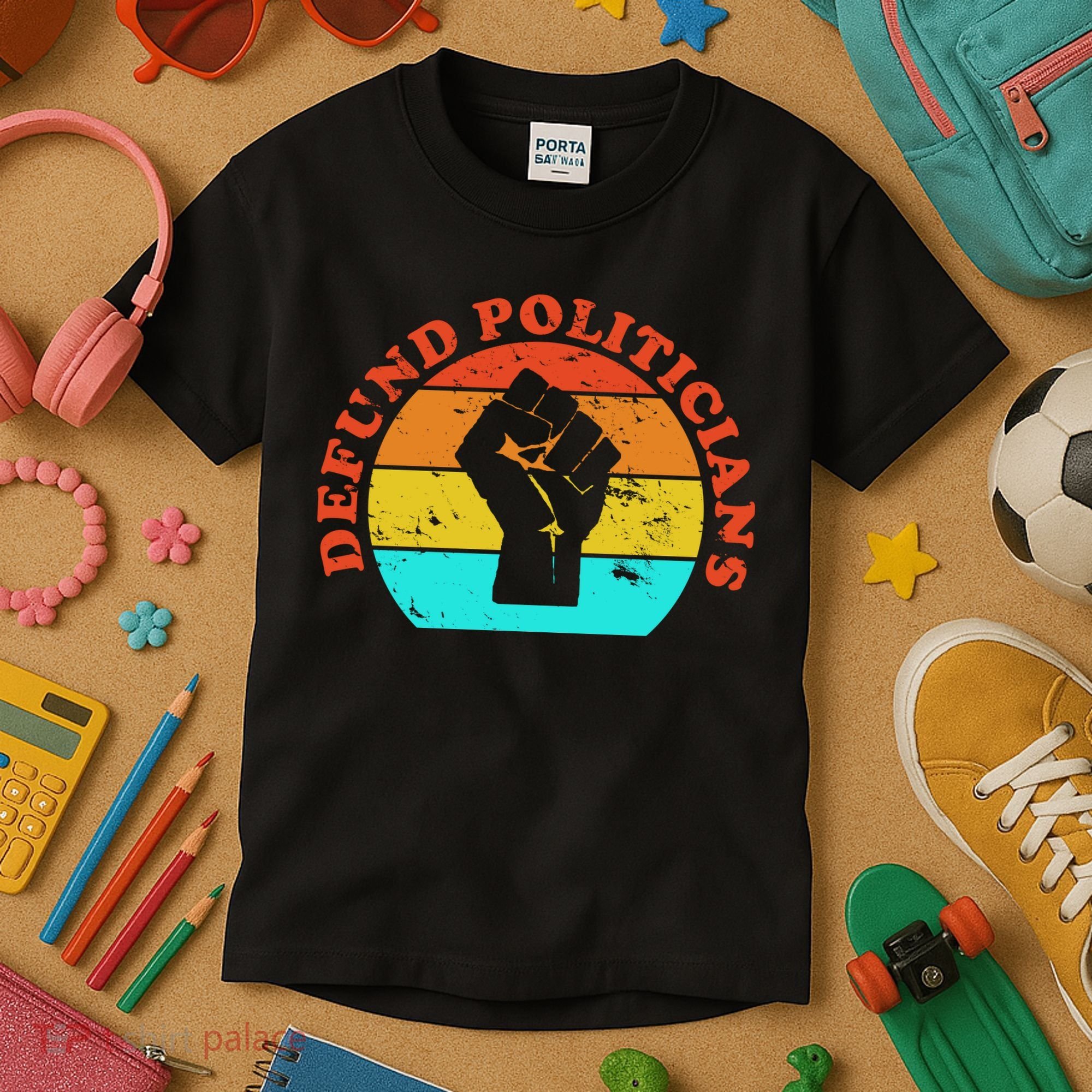 Defund Politicians Retro Kids T-Shirt