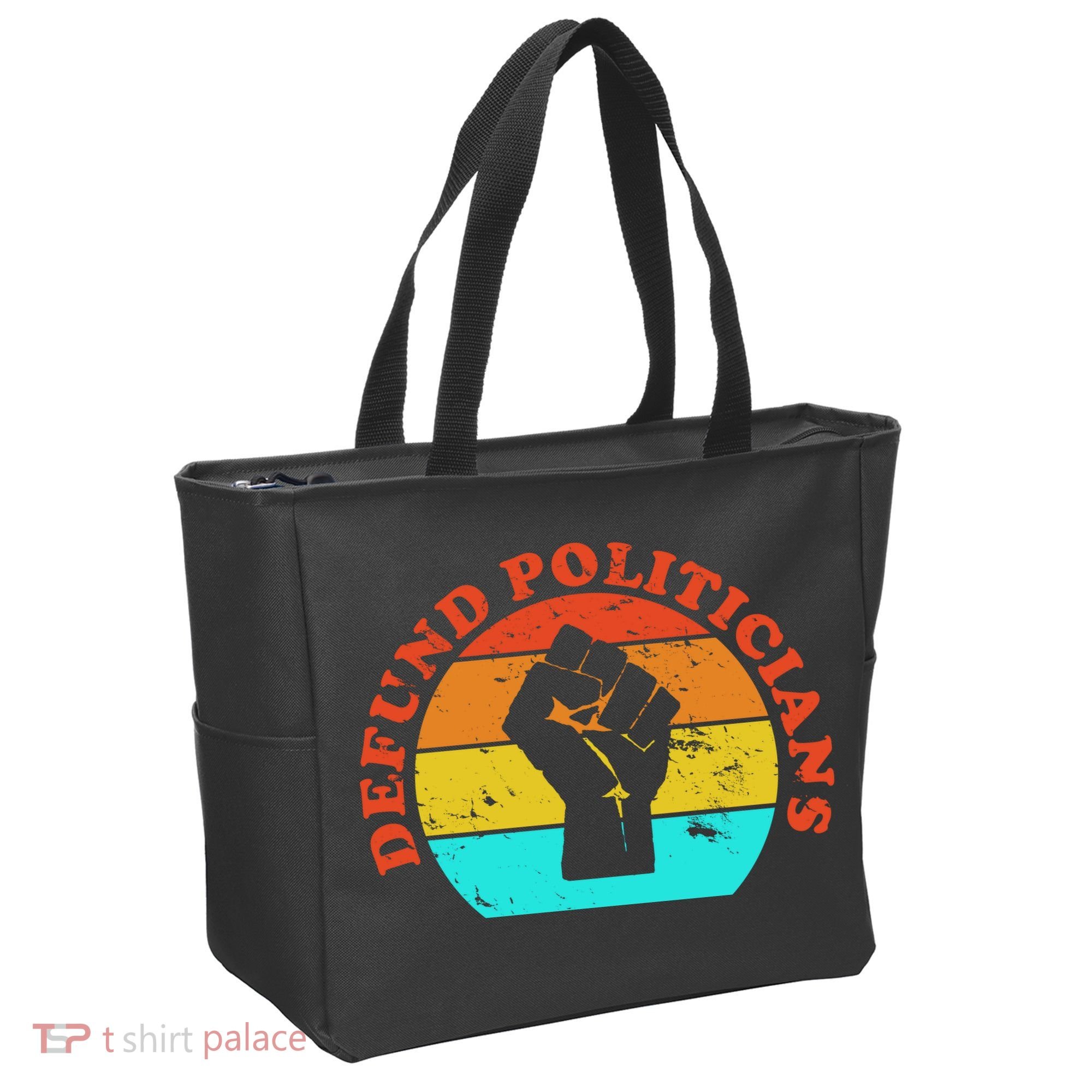 Defund Politicians Retro Tote Bag