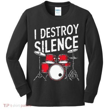 Drums & Percussion Rock Music Drummer Gift Kids Long Sleeve Shirt