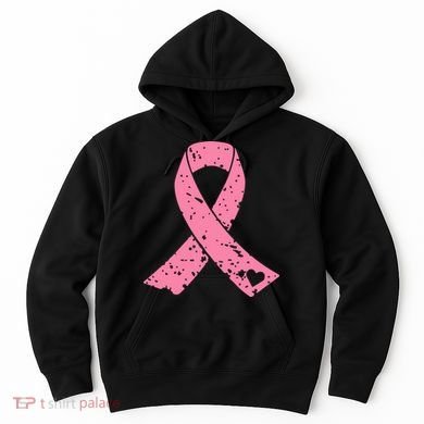 Distressed Pink Ribbon, Breast Cancer Hoodie