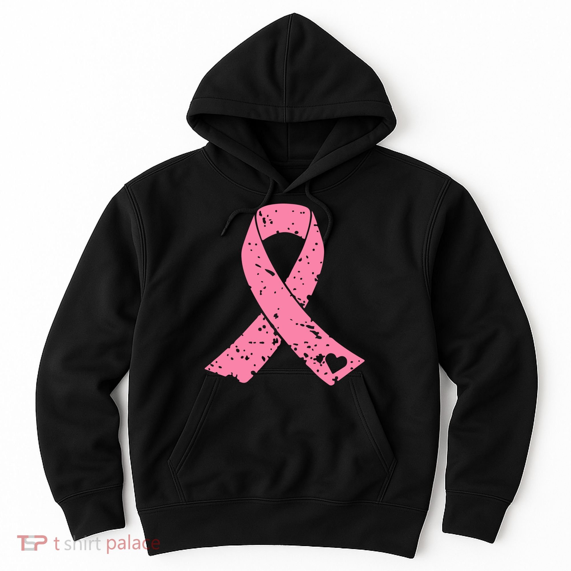 Distressed Pink Ribbon, Breast Cancer Hoodie