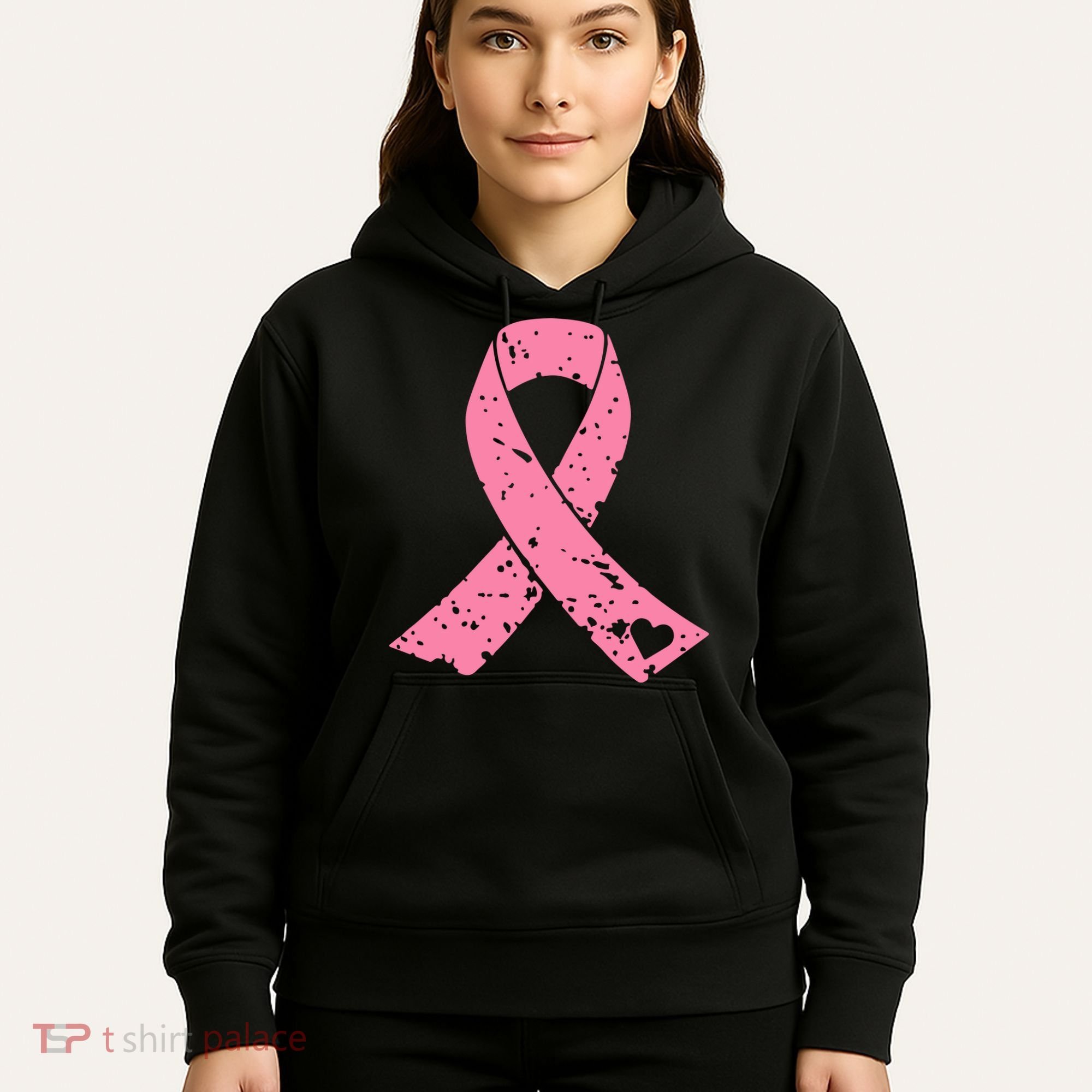 Distressed Pink Ribbon, Breast Cancer Hoodie