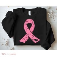 Distressed Pink Ribbon, Breast Cancer Sweatshirt thumb 2