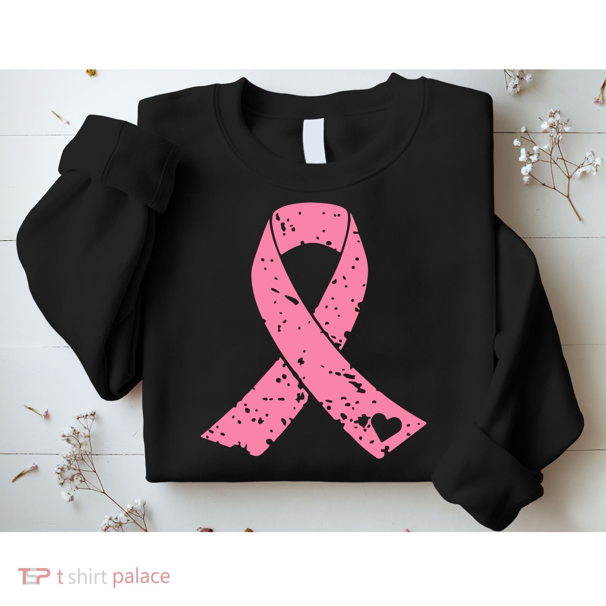 Distressed Pink Ribbon, Breast Cancer Sweatshirt
