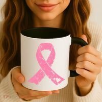 Distressed Pink Ribbon, Breast Cancer Coffee Mug thumb 3