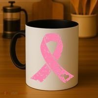 Distressed Pink Ribbon, Breast Cancer Coffee Mug thumb 4