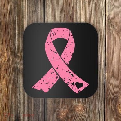 Distressed Pink Ribbon, Breast Cancer Coaster